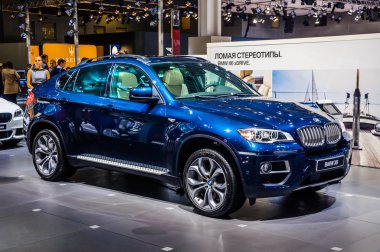 MOSCOW, RUSSIA - AUG 2012: BMW X6 E71 presented as world premiere at the 16th MIAS Moscow International Automobile Salon on August 30, 2012 in Moscow, Russia