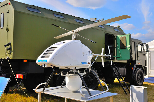 MOSCOW, RUSSIA - AUG 2015: UAV Mobile radar system presented at