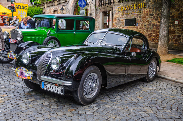 FULDA, GERMANY - MAI 2013: Jaguar XK120 sports coupe retro car o