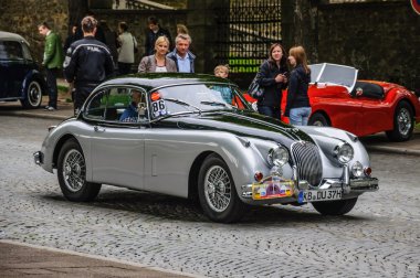 FULDA, GERMANY - MAI 2013: Jaguar XK150 sports coupe retro car o