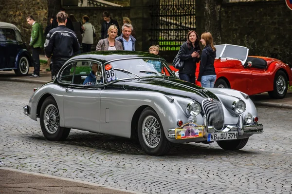 FULDA, GERMANY - MAI 2013: Jaguar XK150 sports coupe retro car o — Zdjęcie stockowe