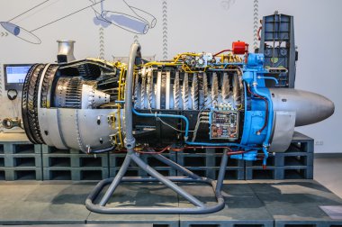 DRESDEN, GERMANY - MAI 2015: Airplane Jet Engine Turbine in Dres
