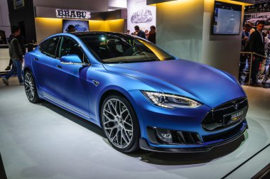 FRANKFURT - SEPT 2015: Tesla Model S Brabus presented at IAA Int