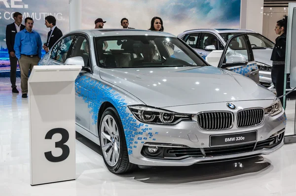 FRANKFURT - SEPT 2015: BMW 330e presented at IAA International M — Stock Photo, Image