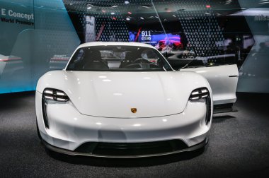 FRANKFURT - SEPT 2015: Porsche Mission E Concept presented at IA