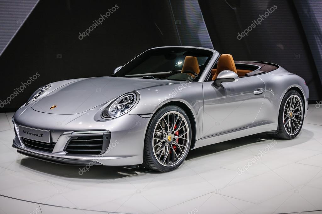 FRANKFURT - SEPT 2015: Porsche 911 991 Carrera S cabrio presented at IAA International Motor Show on September 20, 2015 in Frankfurt, Germany