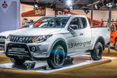 FRANKFURT - SEPT 2015: Mitsubishi L200 presented at IAA Internat clipart