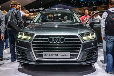 FRANKFURT - SEPT 2015: Audi Q7 3.0 TDI quattro presented at IAA