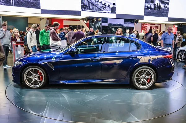 FRANKFURT - SEPT 2015: Alfa Romeo Giulia presented at IAA Intern — Stock Fotó