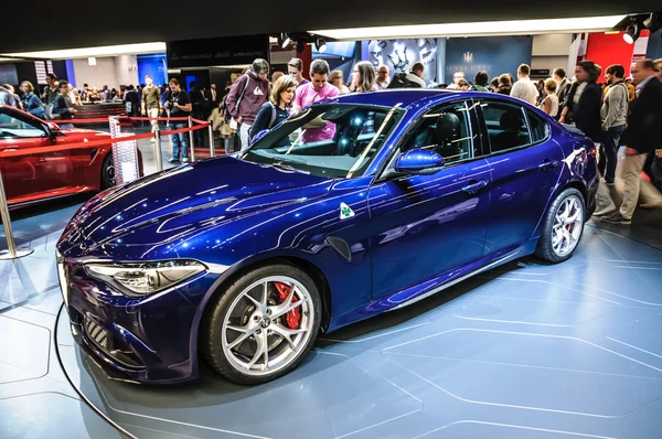 FRANKFURT - SEPT 2015: Alfa Romeo Giulia presented at IAA Intern — Zdjęcie stockowe