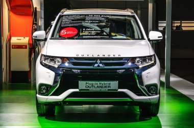 FRANKFURT - SEPT 2015: Mitsubishi Outlander plug-in Hybrid prese