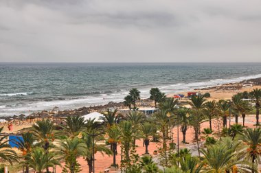 Plaj sokak tarihi avuç Hammamet, Tunus, Akdeniz'de