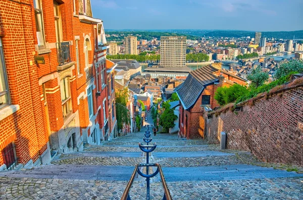 View over montagne de beuren stairway with red brick houses in L — Stock Photo, Image