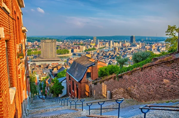 View over montagne de beuren stairway with red brick houses in L — Stock Photo, Image