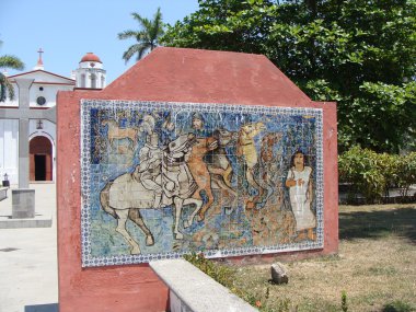 Seramik duvar Meksika İspanyolca Conquest, Veracruz durumda tasvir.
