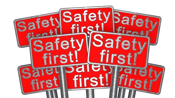 Bezpieczeństwo pierwszy! deski - 3d — Zdjęcie stockowe