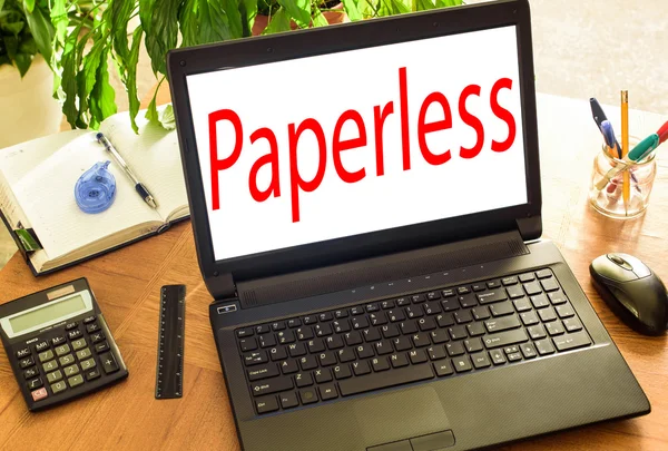 Papperslös. Begreppet office — Stockfoto