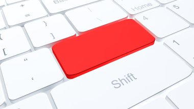 Düğme kırmızı rengi beyaz klavye