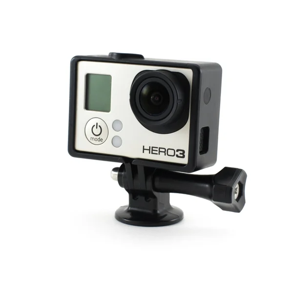 OSINNIKI, RUSSIA - DECEMBER 10, 2014: GoPro HERO3 Black Edition isolated on white background. GoPro is a brand of high-definition personal cameras, often used in extreme action video photography. — Stock Photo, Image
