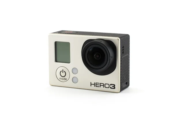 OSINNIKI, RUSSIA - DECEMBER 10, 2014: GoPro HERO3 Black Edition isolated on white background. GoPro is a brand of high-definition personal cameras, often used in extreme action video photography. — Stock Photo, Image