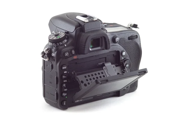 OSINNIKI, RUSSIA - DECEMBER 07, 2014: Nikon D750 camera body, the first digital SLR camera FX in Nikon's history  with swivel screen and WI-FI — Stock Photo, Image