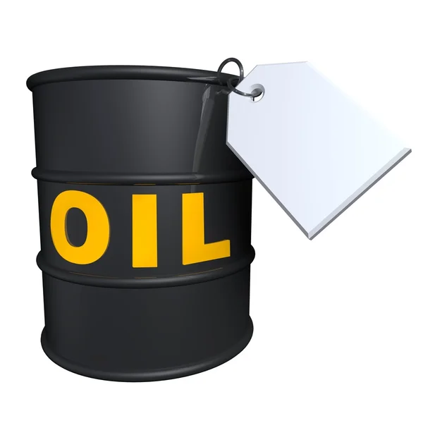 Barel ropy s prázdnou cenovka — Stock fotografie