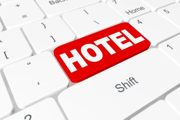Rode knop "Hotel" op toetsenbord — Stockfoto
