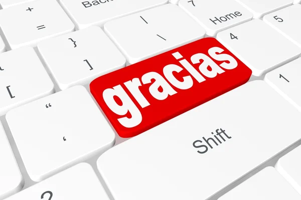 Кнопка "gracias" на клавиатуре — стоковое фото