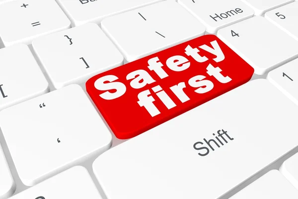 Button "safety first" on keyboard — Stock Photo, Image