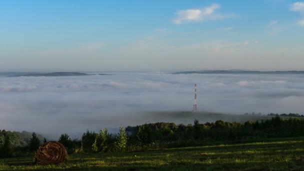 Пейзаж в тумане — стоковое видео