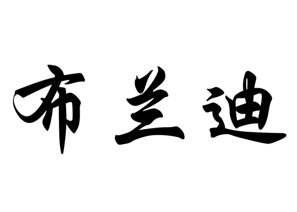 英语在中国书法字符名称布兰迪 — 图库照片