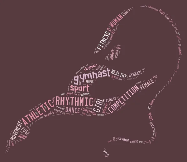 Rytmisk gymnastik piktogram med tillhörande formuleringar på rosa backg — Stockfoto