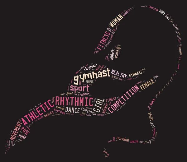 Rhythmic gymnastic pictogram with related wordings on grey backg — Stock Photo, Image