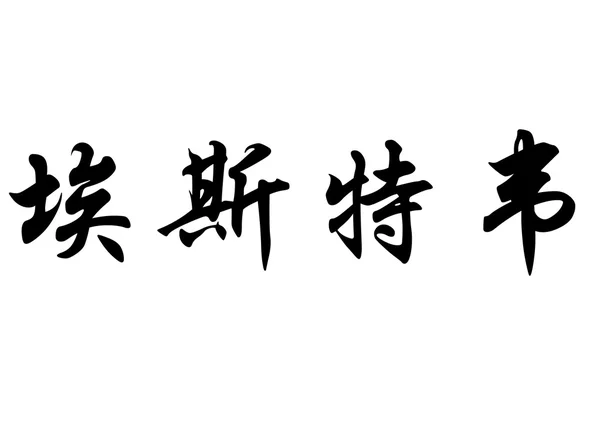 英语在中国书法字符名称埃斯泰夫 — 图库照片