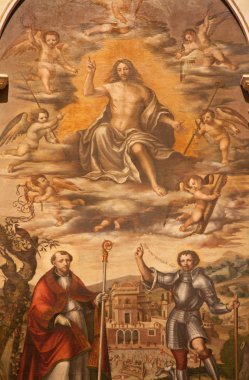 Verona - 27 Ocak: Nicolaus Julfinus tarafından Santa Anastasia kilisesinde St Erasmus atar tarafından Resurrected Mesih detay Ocak'ta 27, 2013 Verona, İtalya.