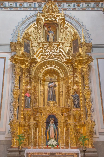 GRANADA, SPAIN - MAY 29, 2015: The baroque side altar of Saint Anthony of Padua in Iglesia de san Anton church from 17. cent. by unknown artist. — Stock Photo, Image