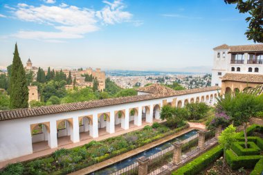 GRANADA, SPAIN - MAY 30, 2015: The outlook from the Generalife palace to Alhambra.
