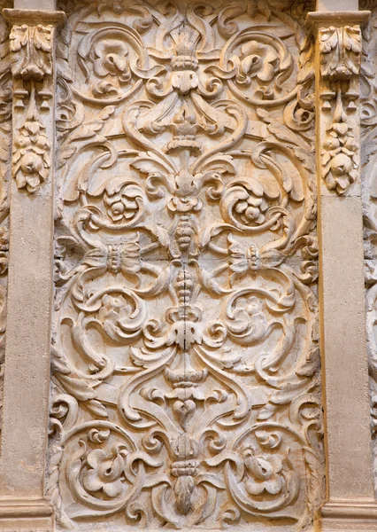 GRANADA, SPAIN - MAY 31, 2015: The baroque stone decoration relief in church Monasterio de la Cartuja. — Stok fotoğraf