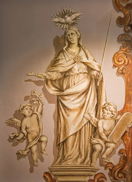 SEVILLE, ESPAGNE - 28 OCTOBRE 2014 : La fresque baroque de la Vierge Marie dans l'église Hôpital des Vénérables Sacerdotes de Juan de Valdes Leal (1622 - 1690 ). — Photo