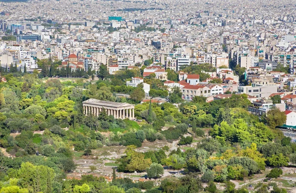 Atenas - Templo de Hefesto a partir da colina de Areópago . — Fotografia de Stock