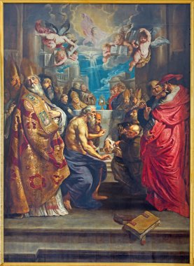 Antwerp - 5 Eylül: münazara tarafından kutsal rahibelerle peter paul rubens-yıl 1608-St pauls church (paulskerk) içinde 5 Eylül 2013 tarihinde Antwerp, Belçika