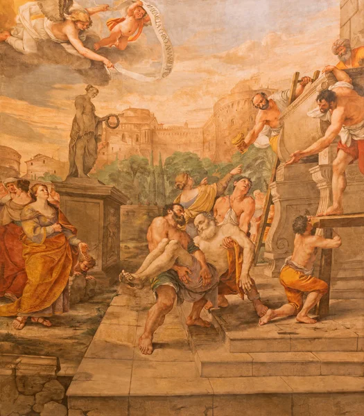 ROMA, ITÁLIA - 27 de março de 2015: A Deposição de Santo André Apóstolo na Igreja Basílica de Santo André della Valle, de Mattia Preti (1613 - 1699) ) — Fotografia de Stock