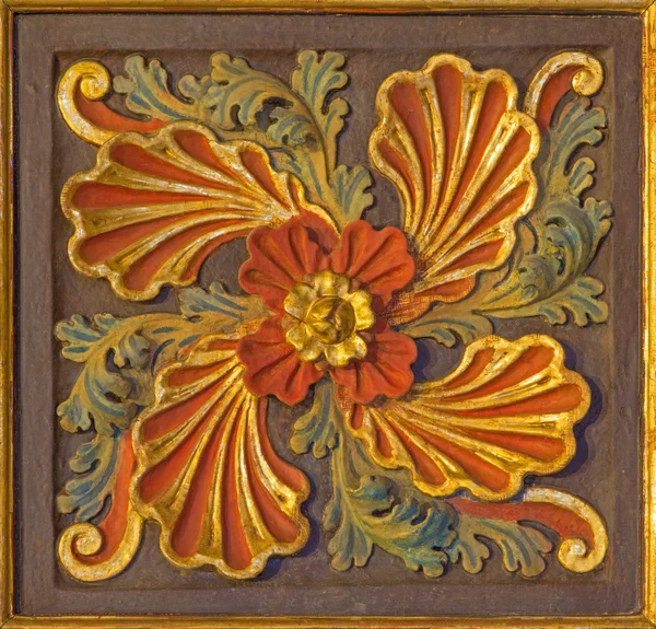 CORDOBA, SPAIN - MAY 26, 2015: The baroque carved and polychrome floral decoration in church Iglesia de San Augustin. — Stock Photo, Image