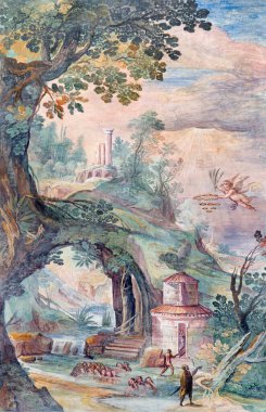 ROME, ITALY - 11 Mart 2016: Tarquinio Ligustri 'nin Kilisedeki Kırk Ermeni şehitlerinin freski (1603)).