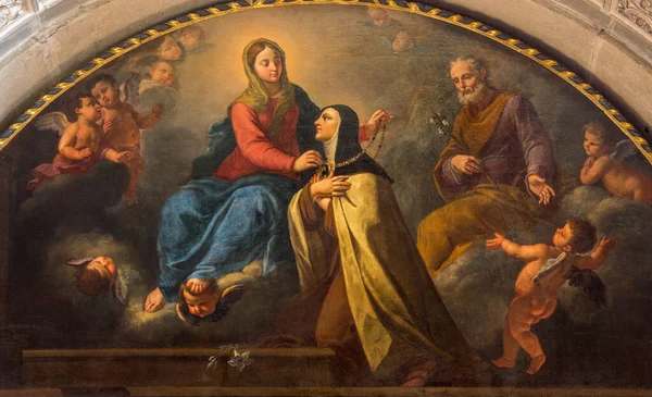Brescia Itália Maio 2016 Pintura Santa Teresa Recebendo Madonna Colar — Fotografia de Stock