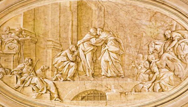 Brescia イタリア 2016年5月22日 フランチェスコ モンティによる教会キエーザ サンタ マリア デッラ ペースの単色フレスコ画 1738年 — ストック写真