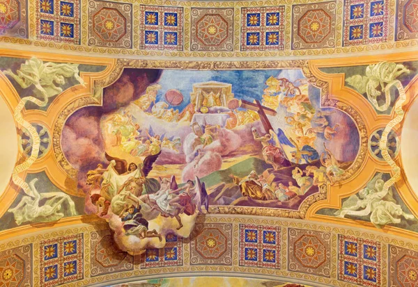 意大利 2016年3月10日 塞勒斯艺术家G Melle在圣保罗大教堂的拱顶上献上基督壁画的躯体和血液 1957 1965年 — 图库照片