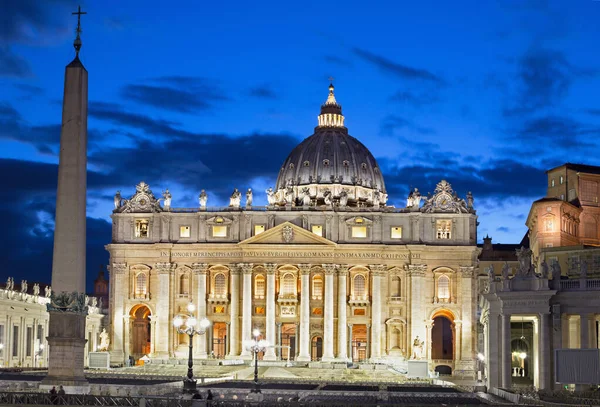 Rom Peterskyrkan Basilica San Pietro Och Torget Skymningen — Stockfoto