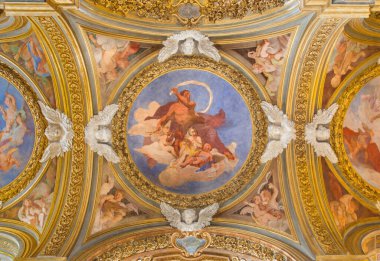 ROME, ITALY - 12 Mart 2016: Giovanni Battista Parodi 'nin (1674 - 1730) Chiesa di Santa Maria del Orto' daki kenar kubbedeki Aziz John freski).