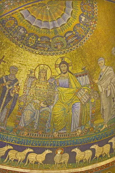 Rome Italy March 2015 Old Mosaic Coronation Virgin Main Apse — Stock Photo, Image